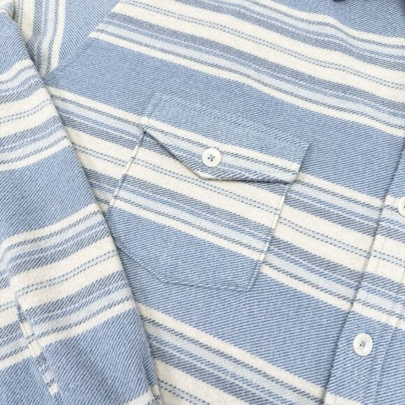 Sperry Flannel Button Down Shirt Mens Large Blue White Striped Preppy Coastal - Picture 5 of 10